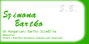 szimona bartko business card